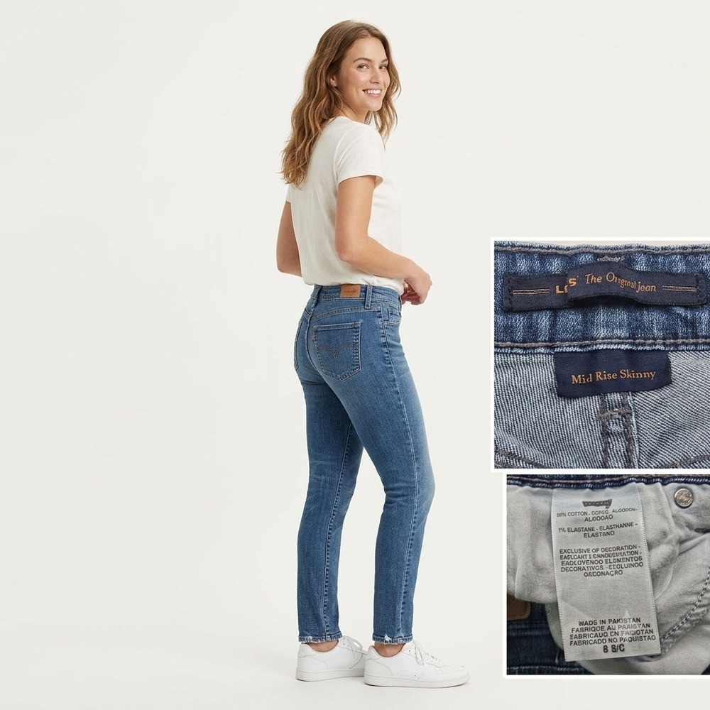 Levi's Mid Rise Skinny Jeans Women 8 S/C Blue Stretch Medium Wash Denim